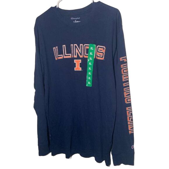 Illinois Fighting Illini Champion Long Sleeve Shirt Men’s XL Navy Blue Tee Shirt - Picture 4 of 6